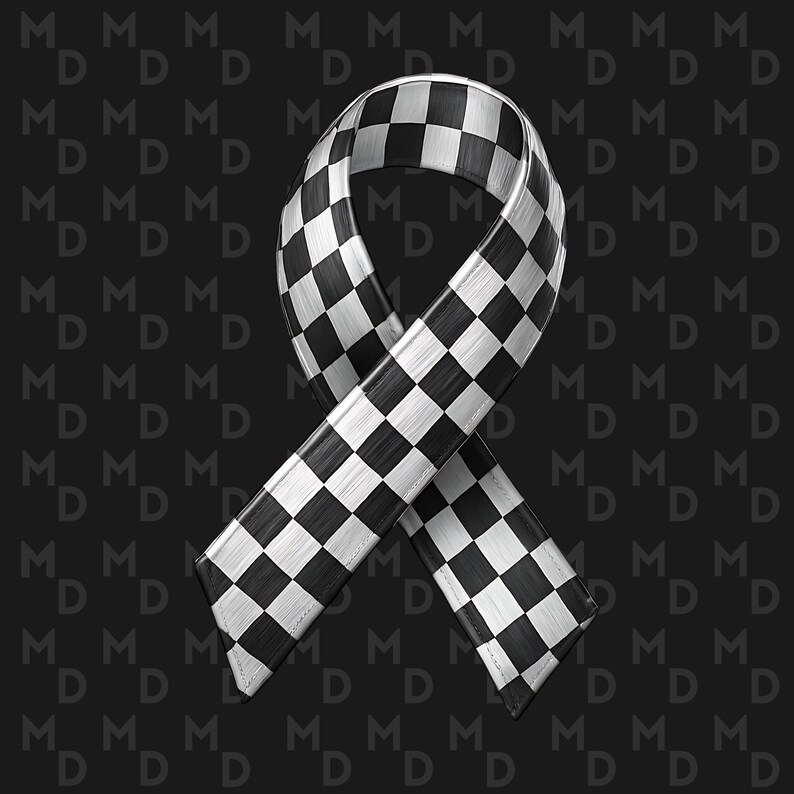 Black and White Checkered Awareness Ribbon PNG, Instant Download ...
