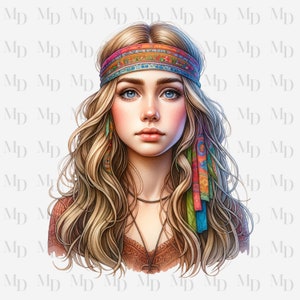 Hippie Girl PNG, Clipart, Instant Download, Hippie design, Digital Download, Sublimation