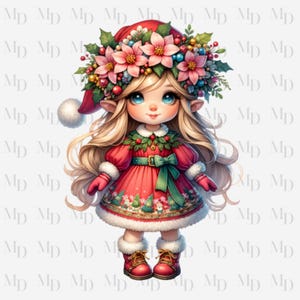 Kerstkaboutermeisje PNG, meisje, Instant Download, Digitaal, kerstontwerp, kabouters