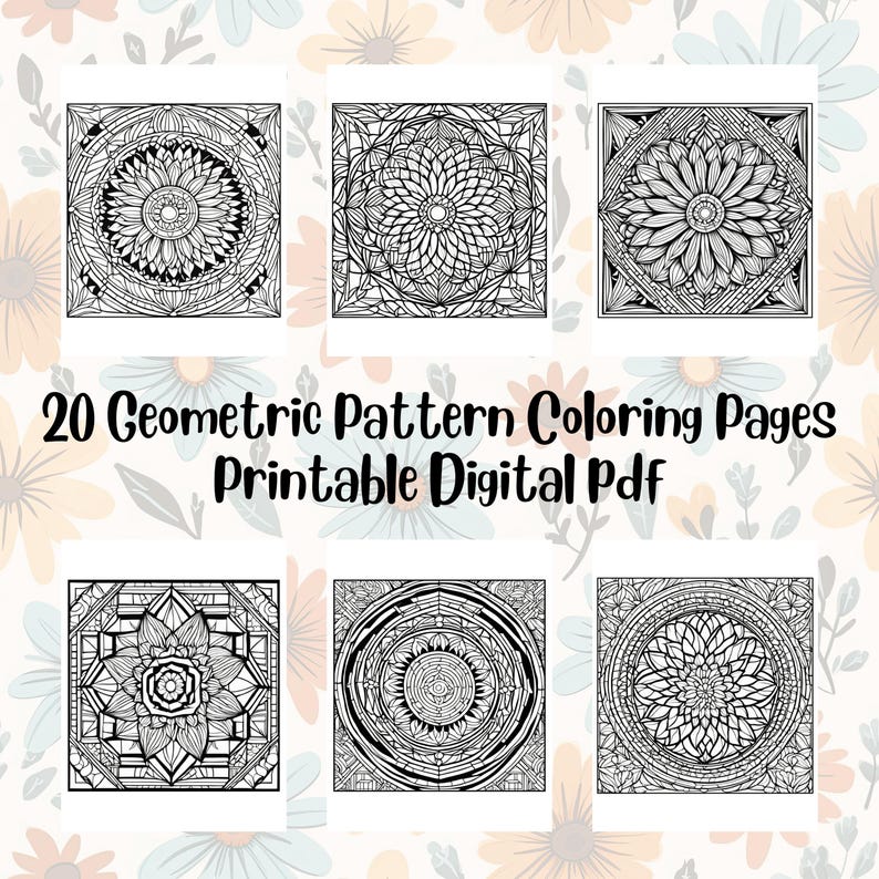 Geometric Pattern Coloring Page, PDF, Instant Download, Printable, 20 ...