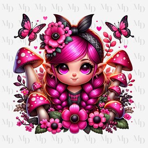 Kaboutermeisje PNG, Instant Download, Sublimatie, Kabouterontwerp, Clipart, Digitale download, Gratis commercieel gebruik, PNG-ontwerp