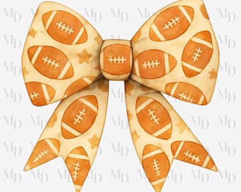 Football Bow PNG, Sublimation, Digital Download, Coquette Design, Sports