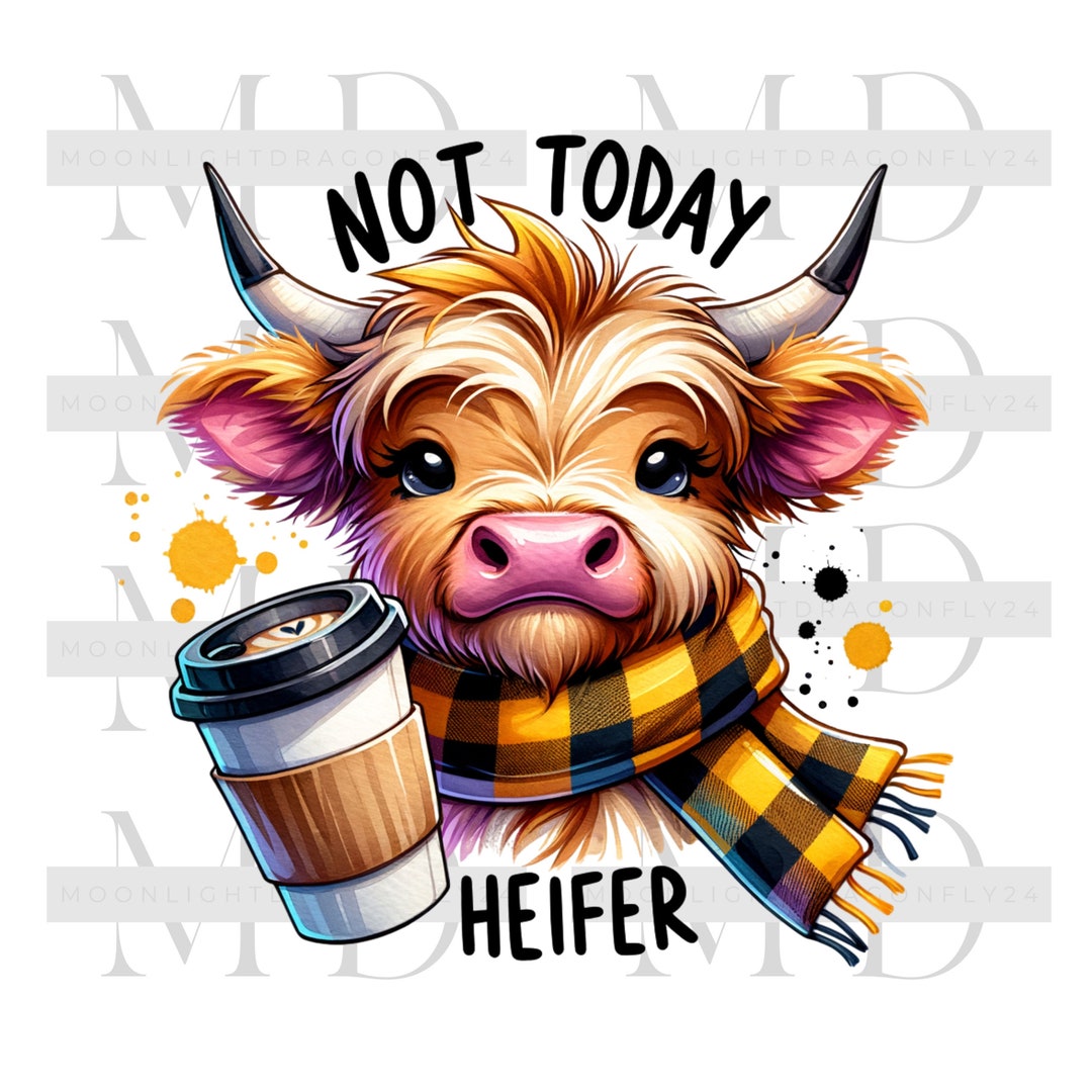 Highland Cow Not Today Heifer, Coffee, PNG, Clipart, Instant Download ...