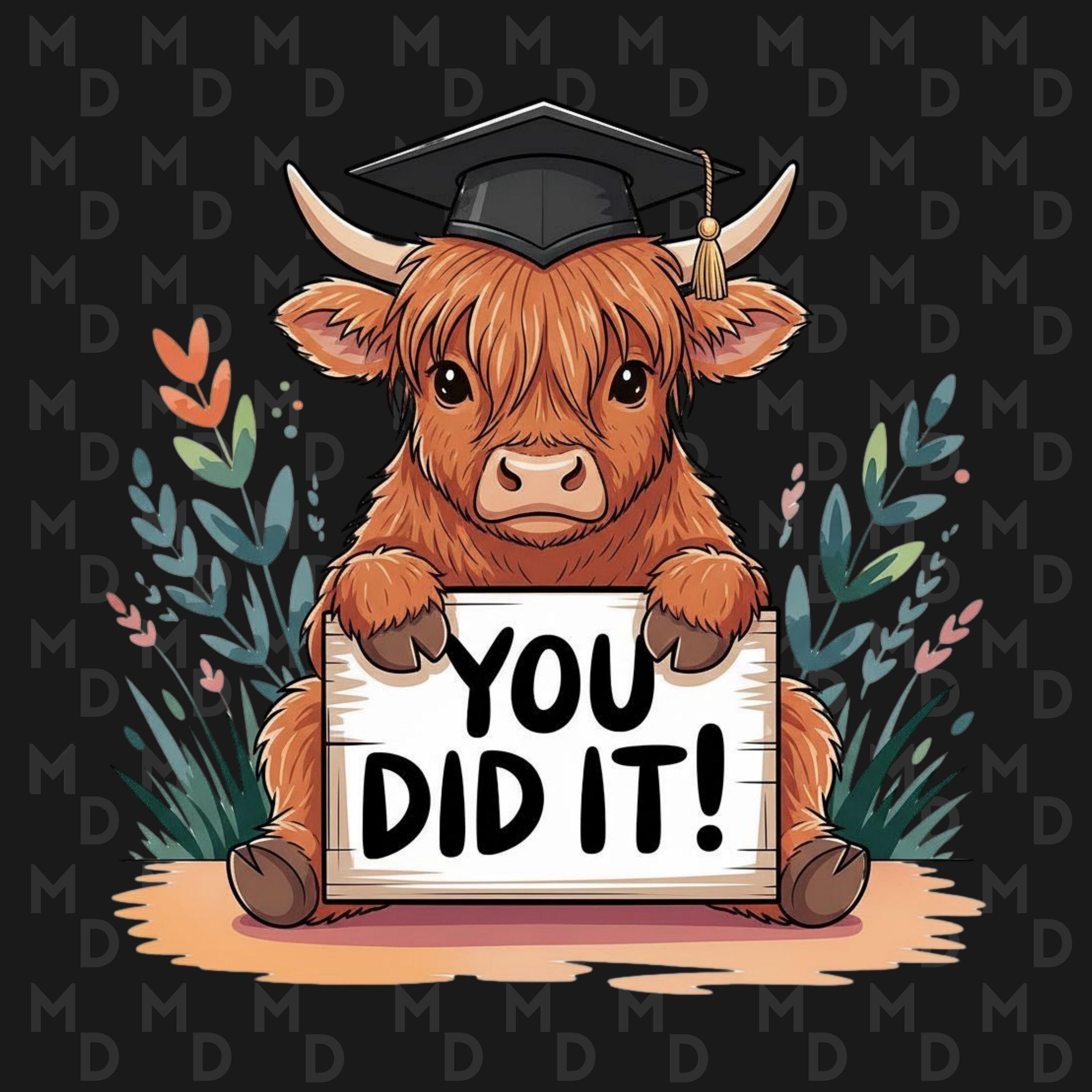 Graduation Cow Graduation Highland Cow PNG, Graduate, Cow, Sublimation, Clipart ...