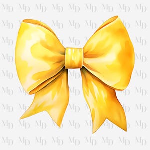 Yellow Big Bow PNG, Instant Download, clipart, Coquette Design, Watercolor, Big Bow