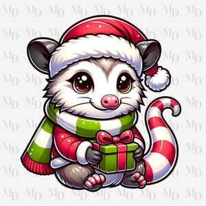 Süße Weihnachten Opossum PNG, Opossum Weihnachten Design, Instant Download, Digital, Weihnachtsdesign