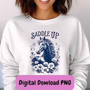 Vintage Saddle Up Horse PNG, Clipart, Stile Vintage, Sublimazione, Download Istantaneo, Paese, Cowgirl, Equitazione