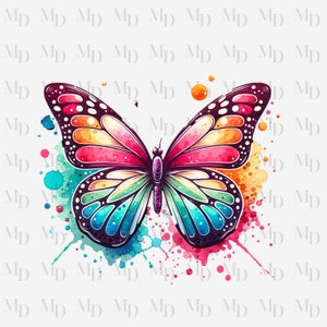Watercolor Butterfly PNG, Butterfly Clipart Instant Download, Sublimation