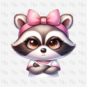 Malheureux raton laveur PNG, Clipart mignon raton laveur, téléchargement immédiat, sublimation, téléchargement numérique