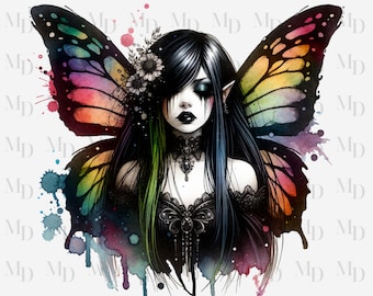 Butterfly Goth Fairy PNG, Clipart, Instant Download, Fairy design, Digital Download, Sublimation, Goth PNG