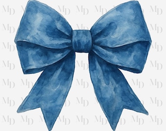 Denim Blue Bow PNG, Sublimation, digitaler Download, Sofort-Download, Clipart, Coquette Design, große Schleife, blaue Jeansfarbe