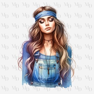 Hippie Girl PNG, Clipart, Instant Download, Hippie design, Digital Download, Sublimation