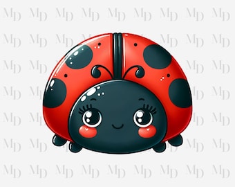 Coccinella carina PNG, Clipart coccinella, Download immediato, Digitale, 300 DPI, Design coccinella, Design a sublimazione