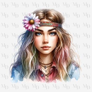 Hippie Girl PNG, Clipart, Instant Download, Hippie design, Digital Download, Sublimation