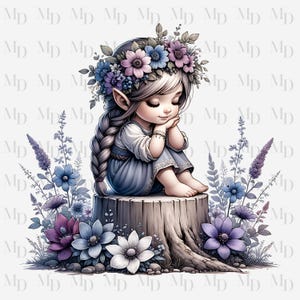 Kaboutermeisje PNG, Instant Download, Sublimatie, Kabouterontwerp, Clipart, Digitale download, Gratis commercieel gebruik, PNG-ontwerp