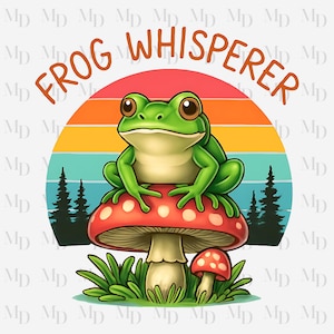 Rana divertida PNG, Susurrador de ranas, Diseño de zarigüeya, Descarga instantánea, Sublimación, Clipart, Animal, Ranas