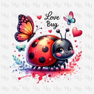Coccinella Love Bug PNG, clipart Coccinella, Download istantaneo, Digitale, 300 DPI, Design Coccinella
