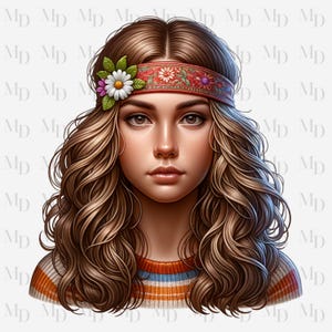 Hippie Girl PNG, Clipart, Instant Download, Hippie design, Digital Download, Sublimation