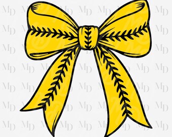 Può includere: Illustrazione di un fiocco giallo con dettagli neri. Il fiocco ha un nodo centrale e due anelli su ogni lato, con lunghi nastri fluenti. I bordi del fiocco e dei nastri sono delineati in nero e il fiocco ha un motivo decorativo.