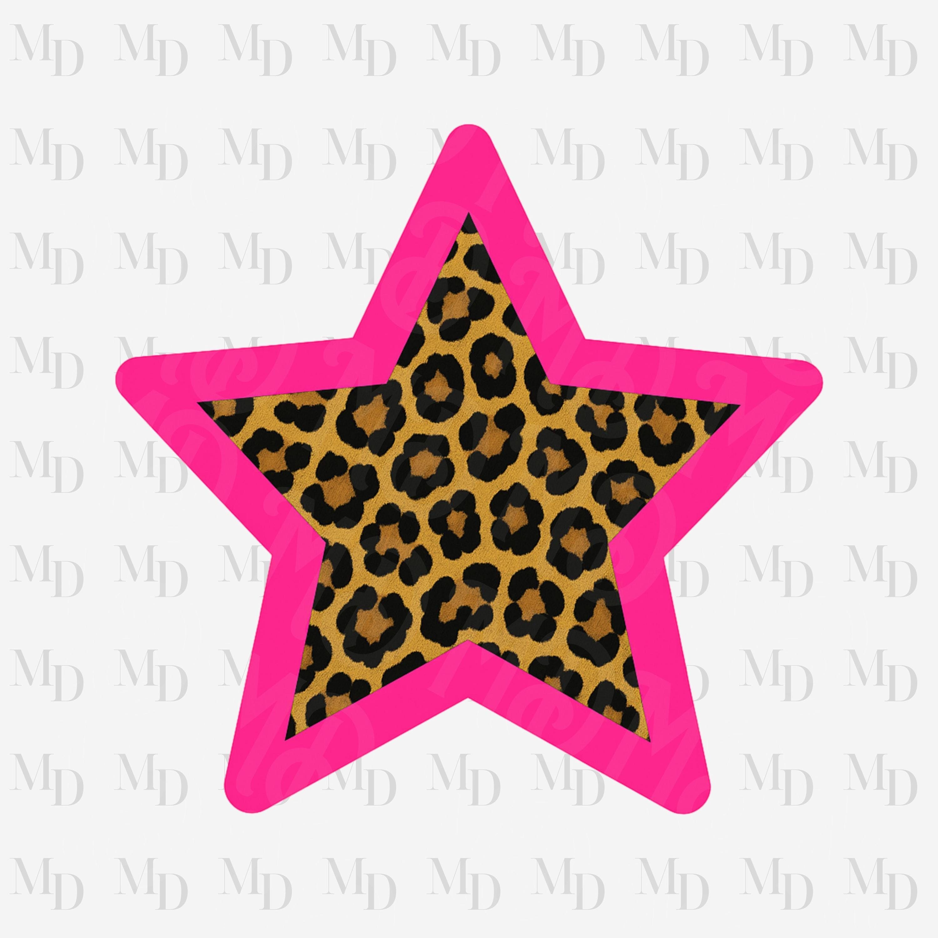 Pink Leopard Star PNG: Awareness Clipart, Sports Design (digital
