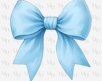 Light Blue Big Bow PNG, Digital Download, Sublimation Coquette Design, Clipart