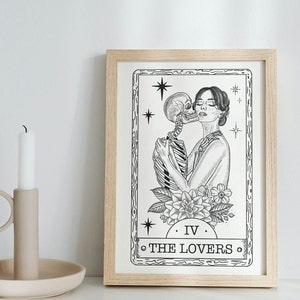 The Lovers Tarot Card Art Print: Mystical Astrology Poster