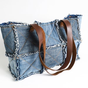 Handmade Fringed Denim, Jeans Bag, Blue Bag, Sport Bag, Casual Bag, Stylish Bag, Big Jag, Jeans, Beach Bag, Handbag, Handmade Bag,Handicraft