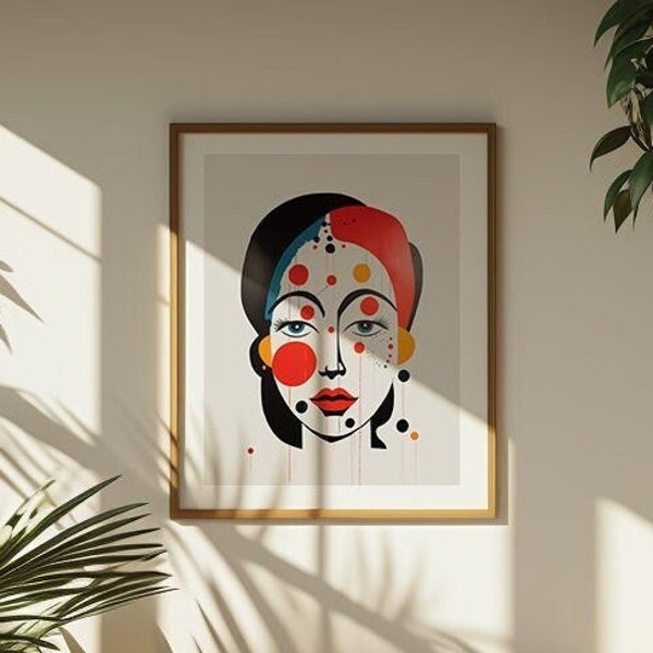 Frau mit Punkten / Picasso / Kunstdruck Poster Wandkunst Wall Art Home Decor