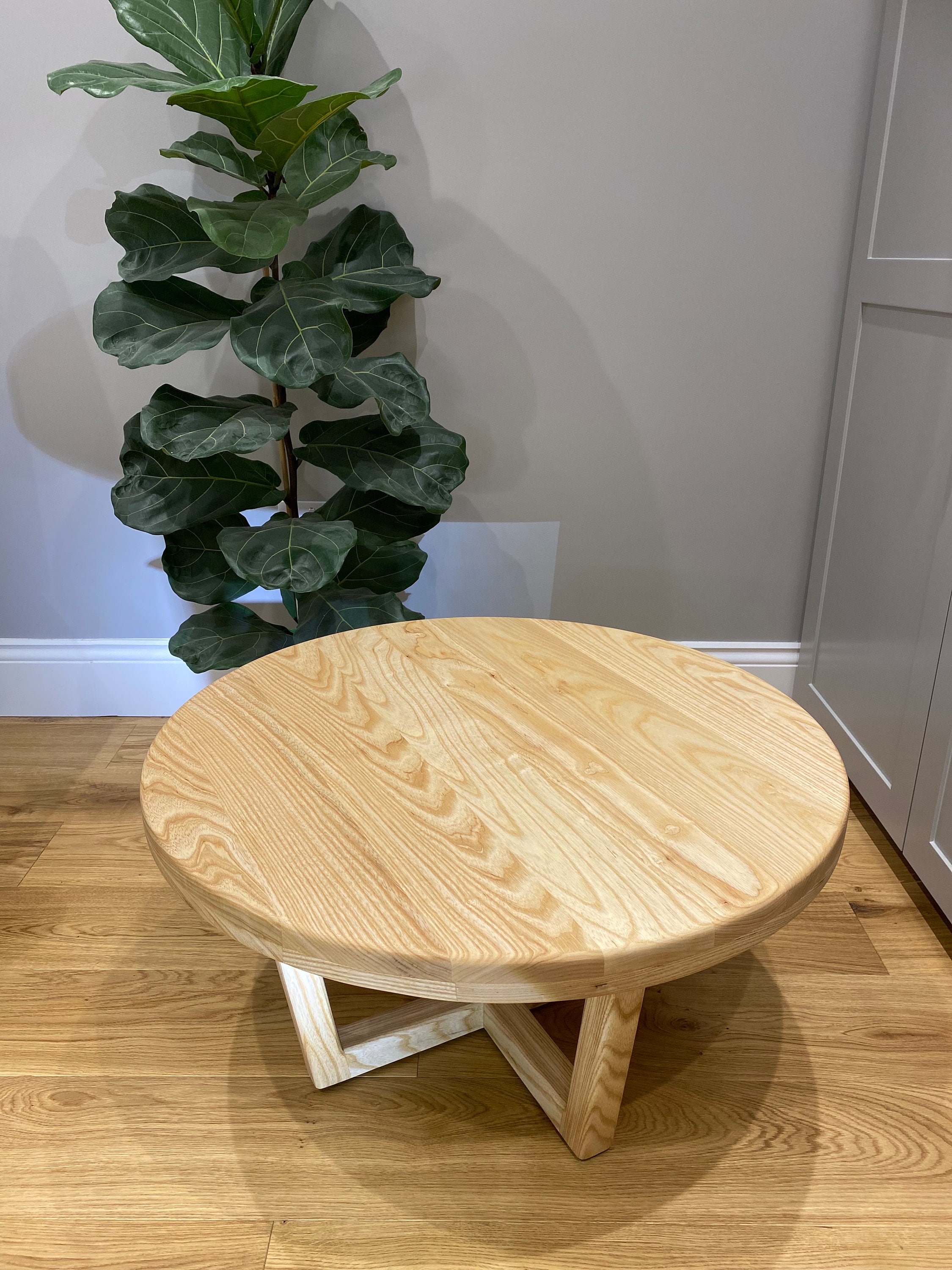 Solid Wood Ash Round Coffee Table 77cm - Etsy
