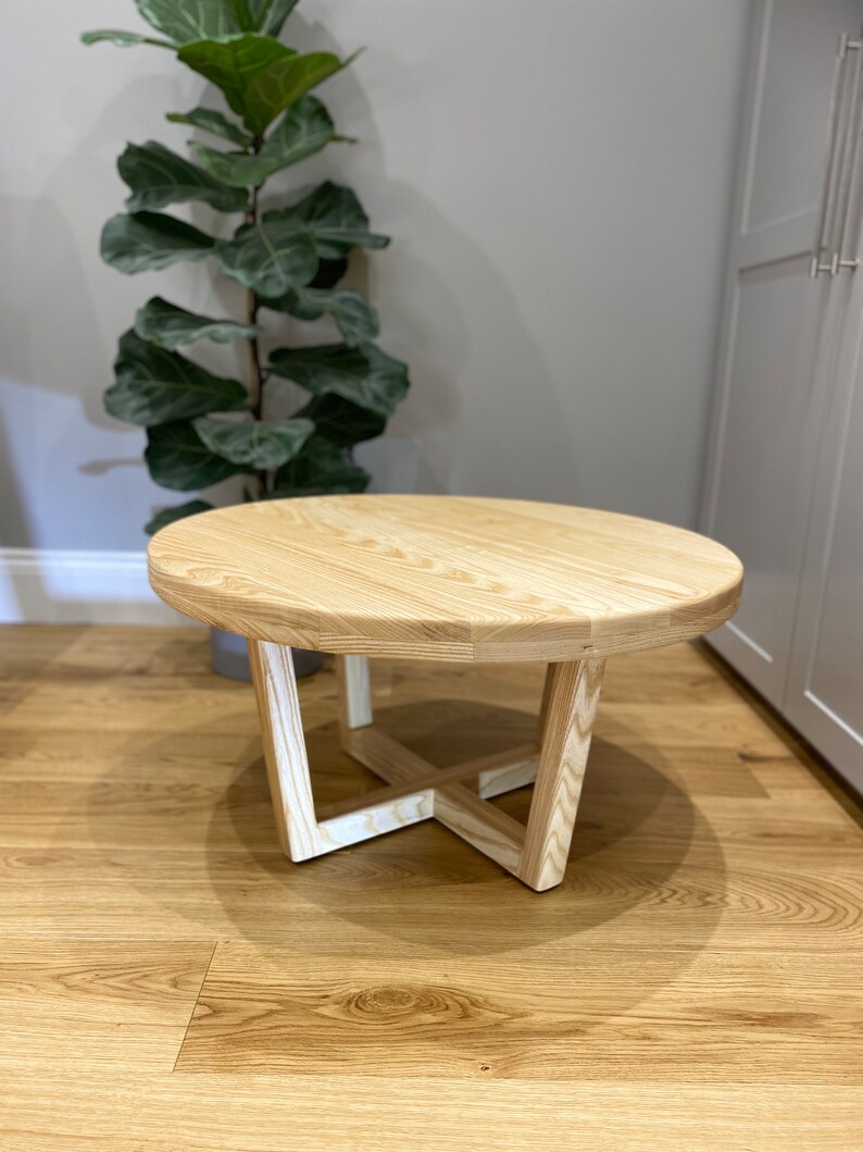 Solid Wood Ash Round Coffee Table 77cm - Etsy