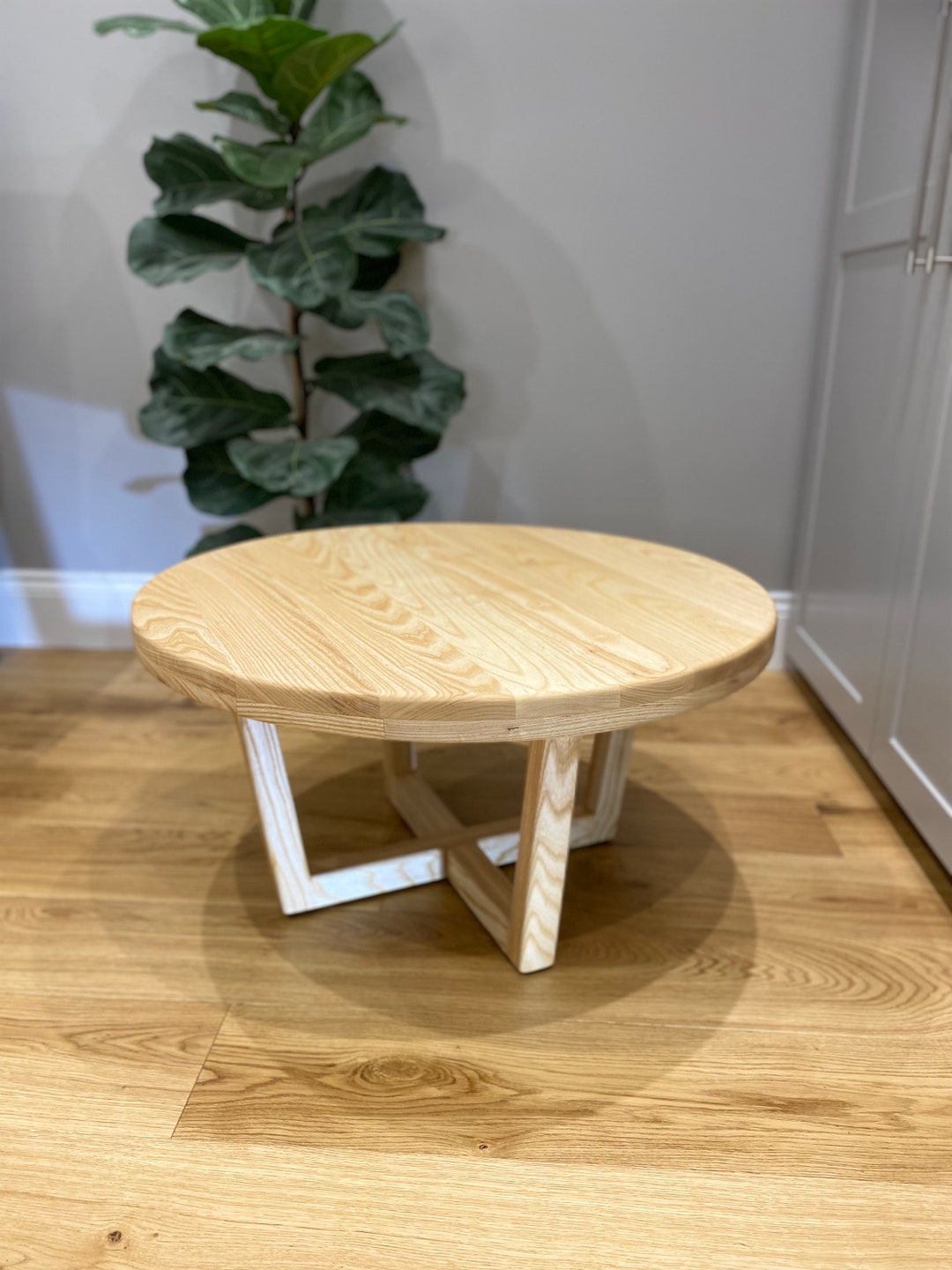 Solid Wood Ash Round Coffee Table 77cm - Etsy