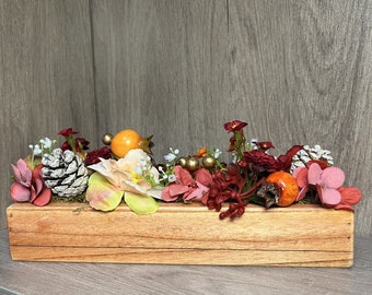 Barre de fleurs séchées, décoration florale en bois, beauté inspirée de la nature, décoration de table pour un salon