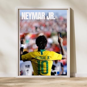 Neymar Jr Poster – Brazil Soccer Wall Art | Football Player Print | Gift for Soccer Fans | Teen Room Decor | Sports Art