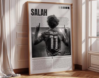 Mohamed Salah Poster: Black And White Soccer Wall Decor (A3 Digital Download)