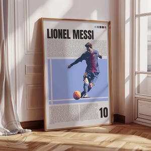 Lionel Messi voetbalprint: Argentijnse legende, sportkamerdecoratie (digitale A3-download)
