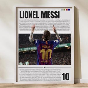 Lionel Messi-poster – muurkunst voetballegende Argentinië | Voetbalspelerprint | Cadeau voor Messi-fans | Inrichting sportkamer