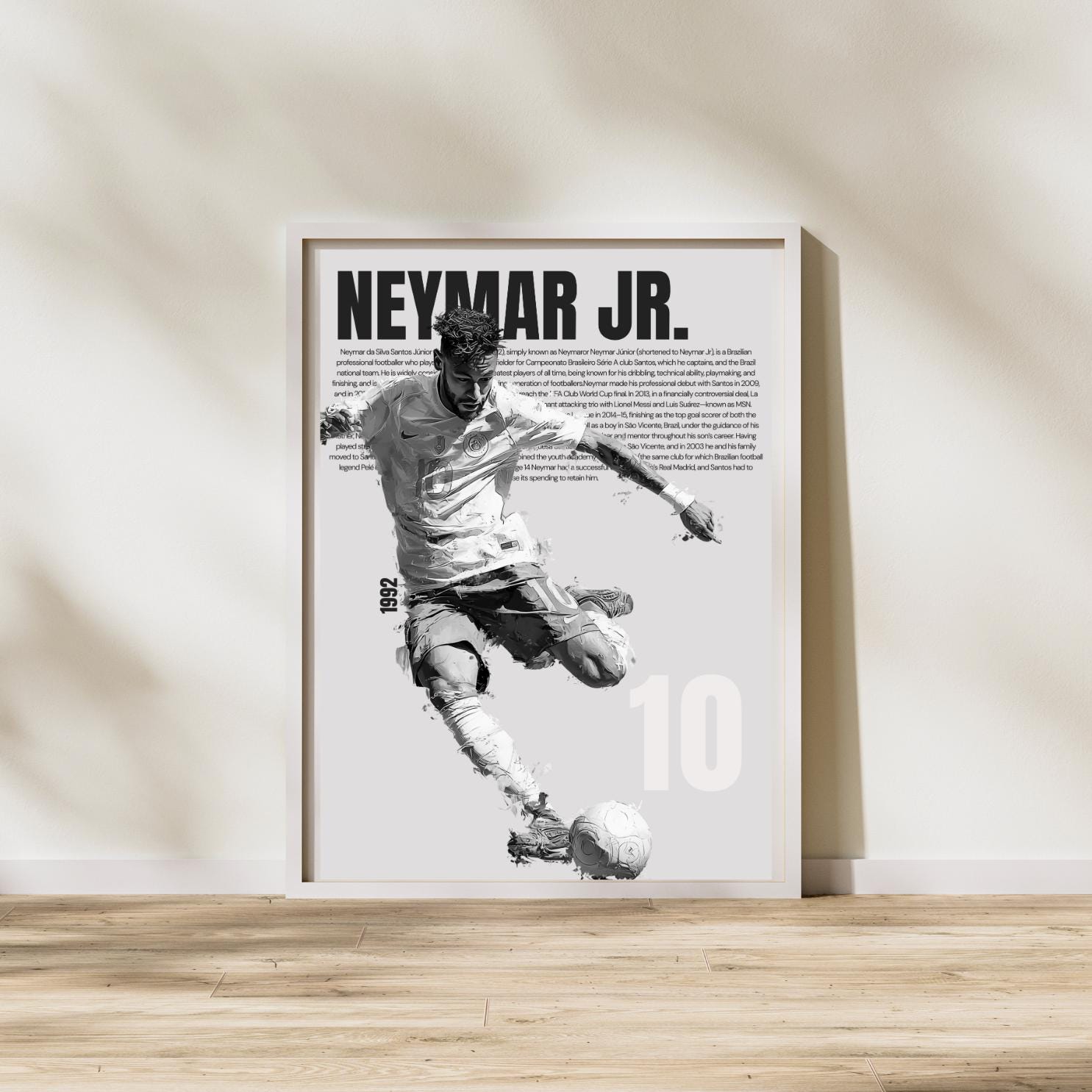 Neymar Soccer Poster: Brazil Football Star Print (digital
