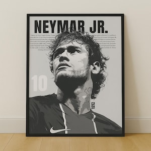 Neymar Jr. Poster – Black and White Football Art Print, Soccer Wall Decor for Sports Fans