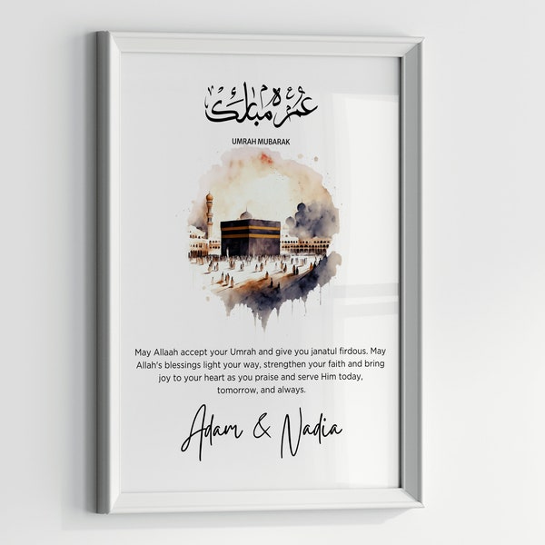 Personalized Umrah Mubarak Print | Umrah Gift | Digital Print | Islamic Poster | Eid Decoration