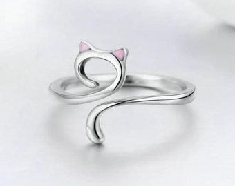 Katze häkeln Ring, verstellbarer Ring, Spanngarn Ring, Schlange, Pfau Strickschlaufe, Geschenk für Mutter, Freundin, Großmutter