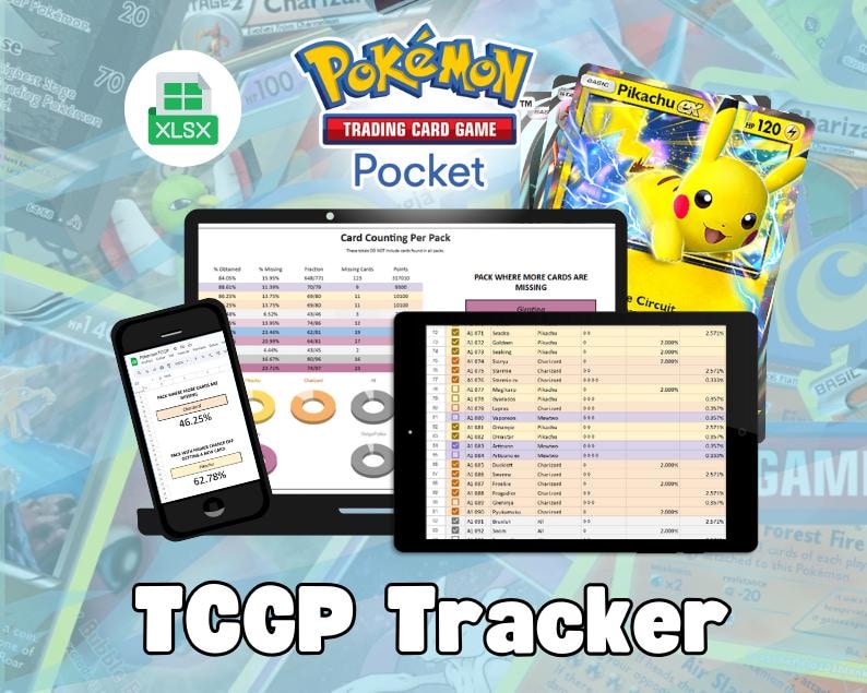 Excel Spreadsheet XLSX Tracker for Mobile Game Pokemon Trainer Card