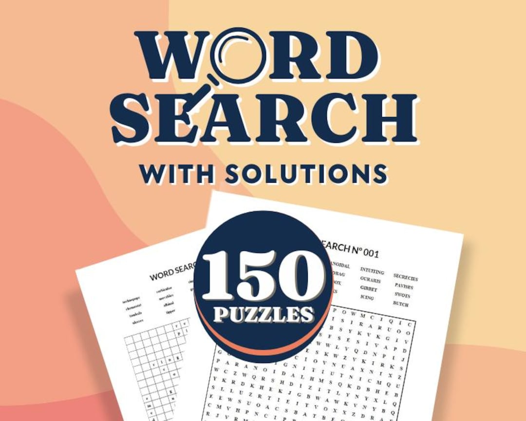 150 Word Search Puzzles | Instant Download PDF | Digital Printable Game ...