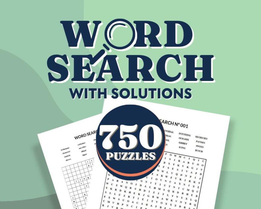 750 Word Search Puzzles | Instant Download PDF | Digital Printable Game ...