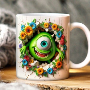 Lot 50 emballages de tasse de dessin animé printanier, tasse florale de printemps 3D, tasse de dessin animé 3D, emballage de tasse complet, tasse à sublimation, téléchargement immédiat image 5