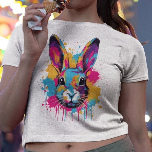 Pop Up Art Bunny T-shirt PNG Easter Bunny Shirt Trendy Aesthetic Sweatshirt Easter Gift Instant Download Gift For Her Colorfull DIY T-shirt