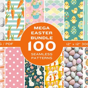 Ostern Digitales Papier Osterhase Scrapbook Papiere Ostereier Hintergrund Karotte Papier Bundle Kommerzielle Nutzung Nahtlose Muster Decke