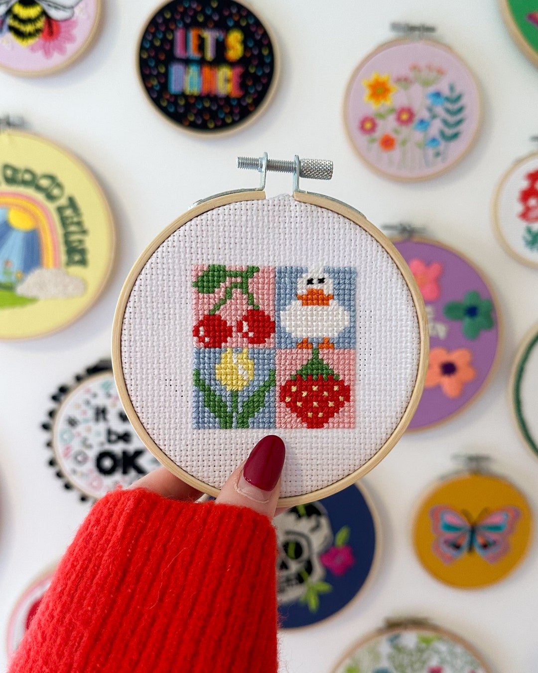 Spring Patchwork Design Cross Stitch Kit Beginner Cross Stitch Kit Easy Cross Stitch Kit Etsy