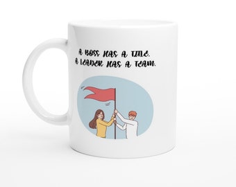 Taza de café personalizada de 11 oz, taza de líder, taza de café, regalo de compañero de trabajo, jefe, taza de cumpleaños, regalo para un líder o gerente, papá noel secreto, regalo de oficina