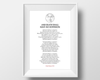 Dylan Thomas - And Death Shall Have No Dominion Poem Poster | Famous Welsh Poet Wall Art Gift Idea | Memento Mori Verse Print Present.