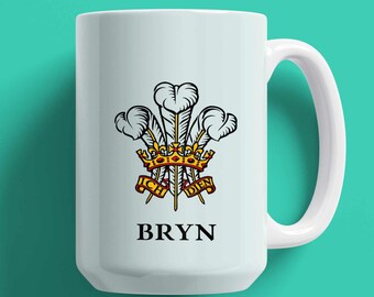 Personalised Welsh Three Feathers Gift Mug | Father, Mother, Boyfriend, Grandfather, Friend, Relative, Teacher, Custom Thank You Present.